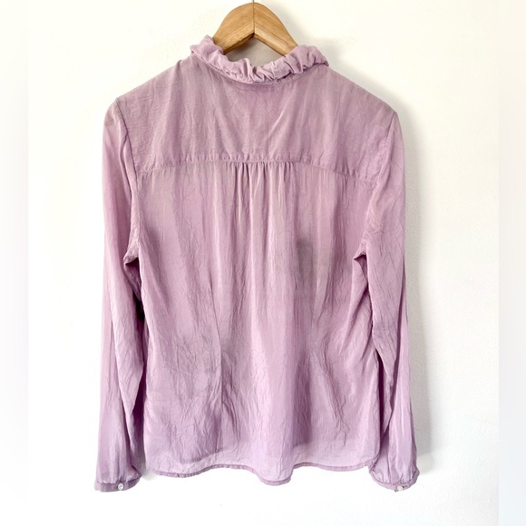 J. Jill Lilac Purple Sheer Embroidered Button Front Bubble Collar Top Size Small - Picture 7 of 12